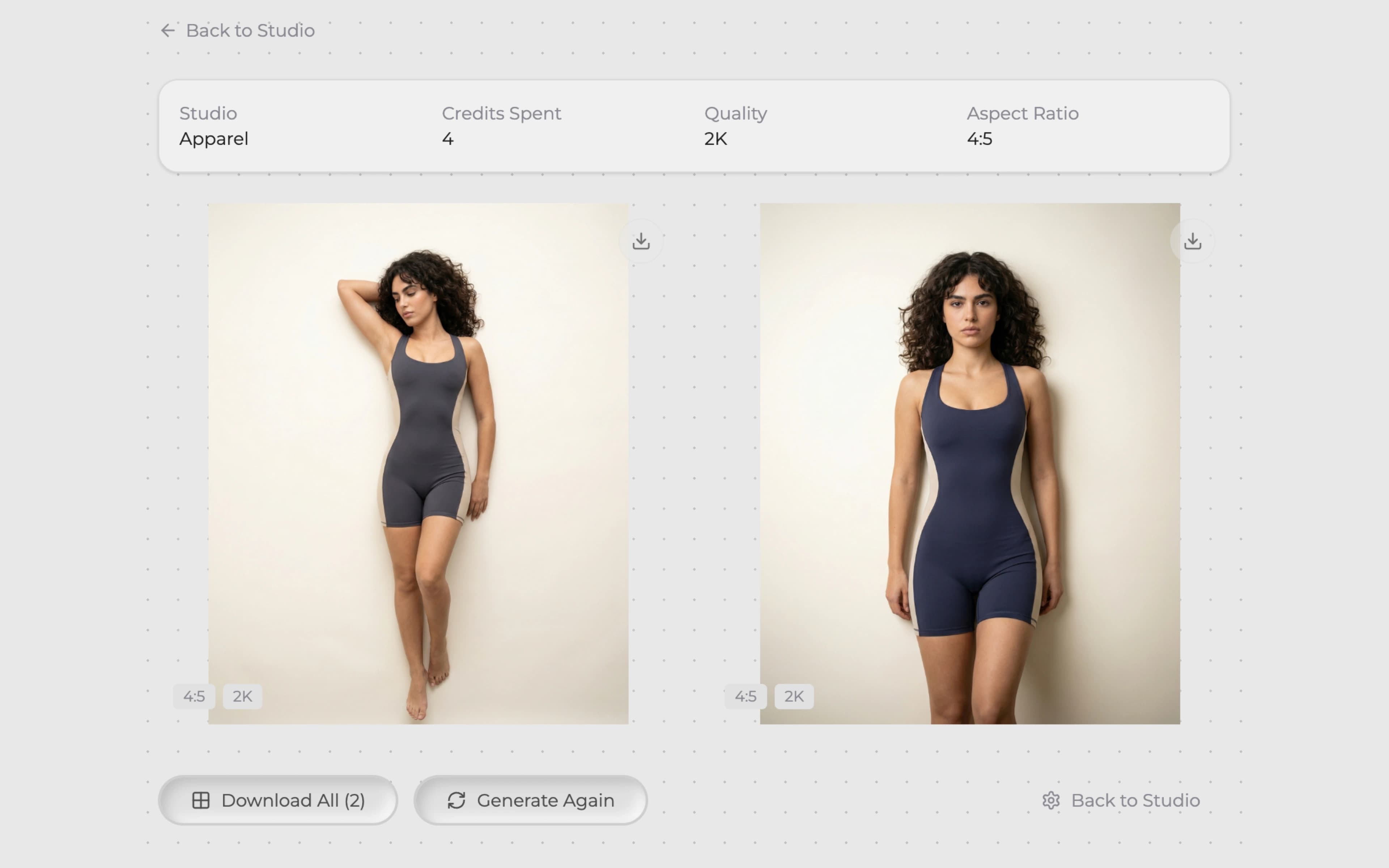 Eshot Studio result — AI-generated product images grid, campaign-ready visuals for ecommerce